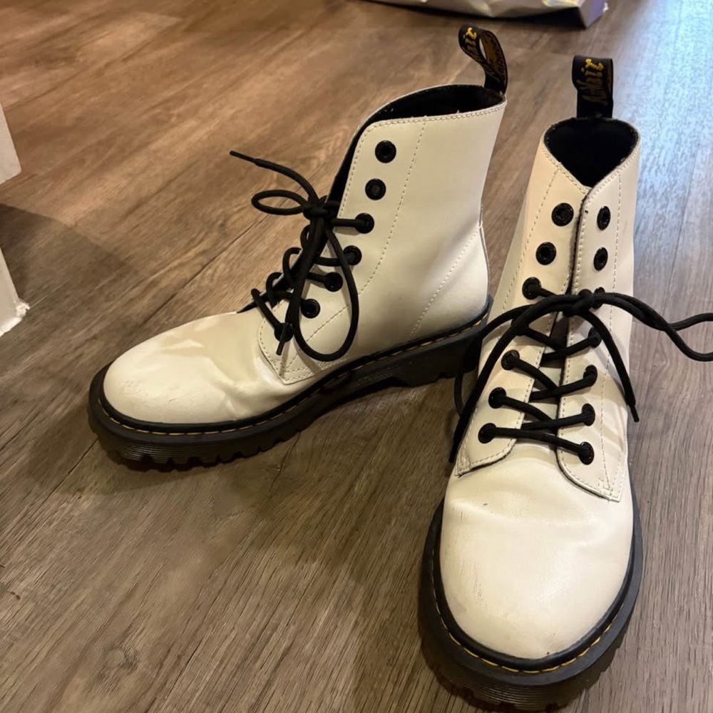 White Leather Lace-Up Dr. Marten Boots